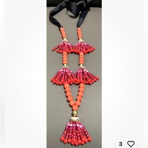Trina Turk Vibrant Pink and Orange Beaded Statement Necklace